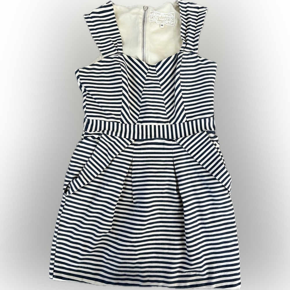 Pink Martini Blue and White Striped Midi Tank Dress w/ Pockets Size Medium